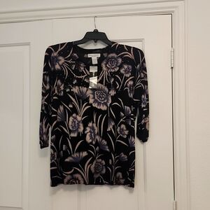 (2) Sweaters - Red Floral, Black Floral